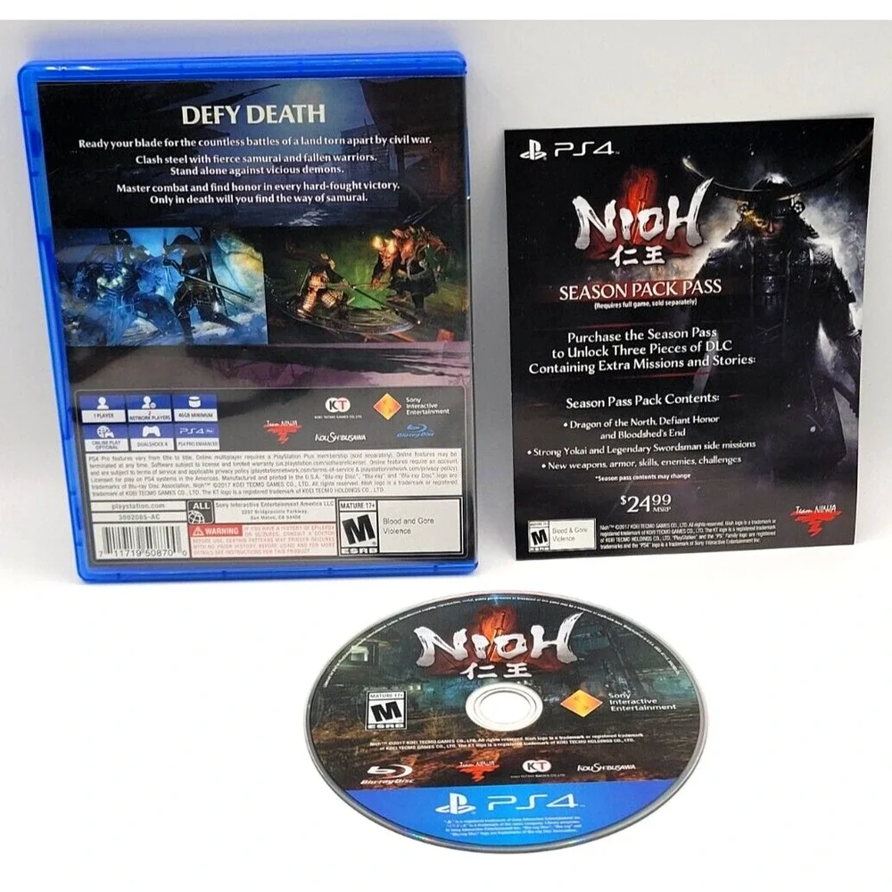NIOH PLAYSTATION 4 GAME CIB COMPLETE IN BOX PS4‎ GAME TEAM NINJA
